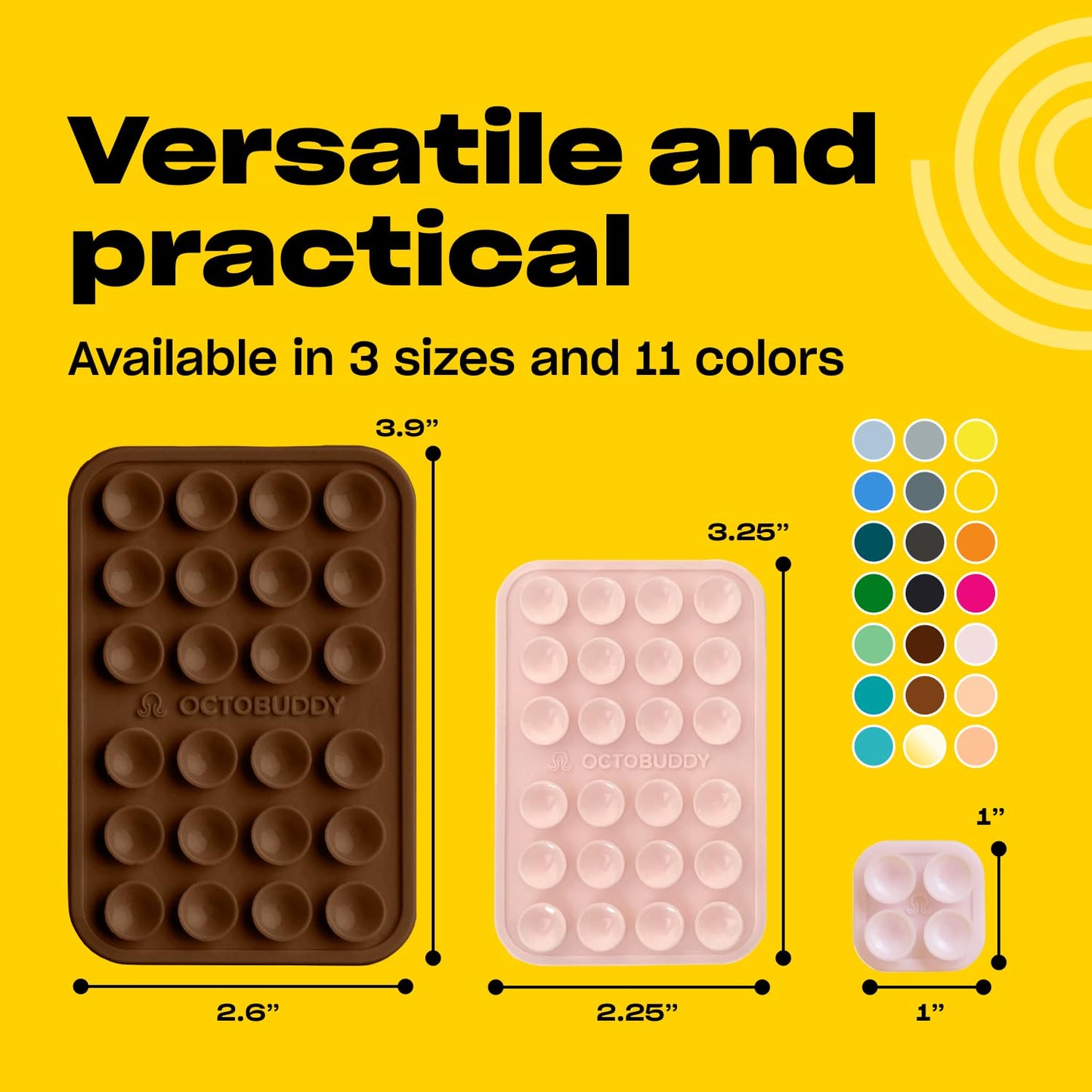 OCTOBUDDY Classic MAX - Silicone Suction Phone Case Adhesive Mount - Hands-Free, Strong Grip Holder for Selfies and Videos - iPhone and Android Compatible - 2.6″ x 3.9″, Chocolate