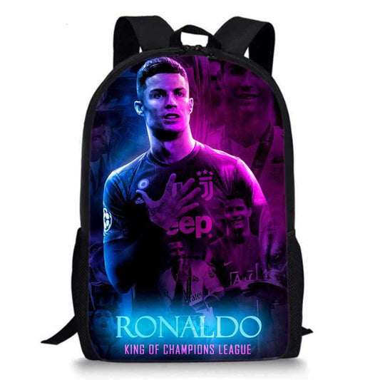 Jefuzh Soccer Player Cristiano Ronaldo Backpack,CR7 Lightweight Canvas Bookbag-Waterproof Casual Knapsack for Travel
