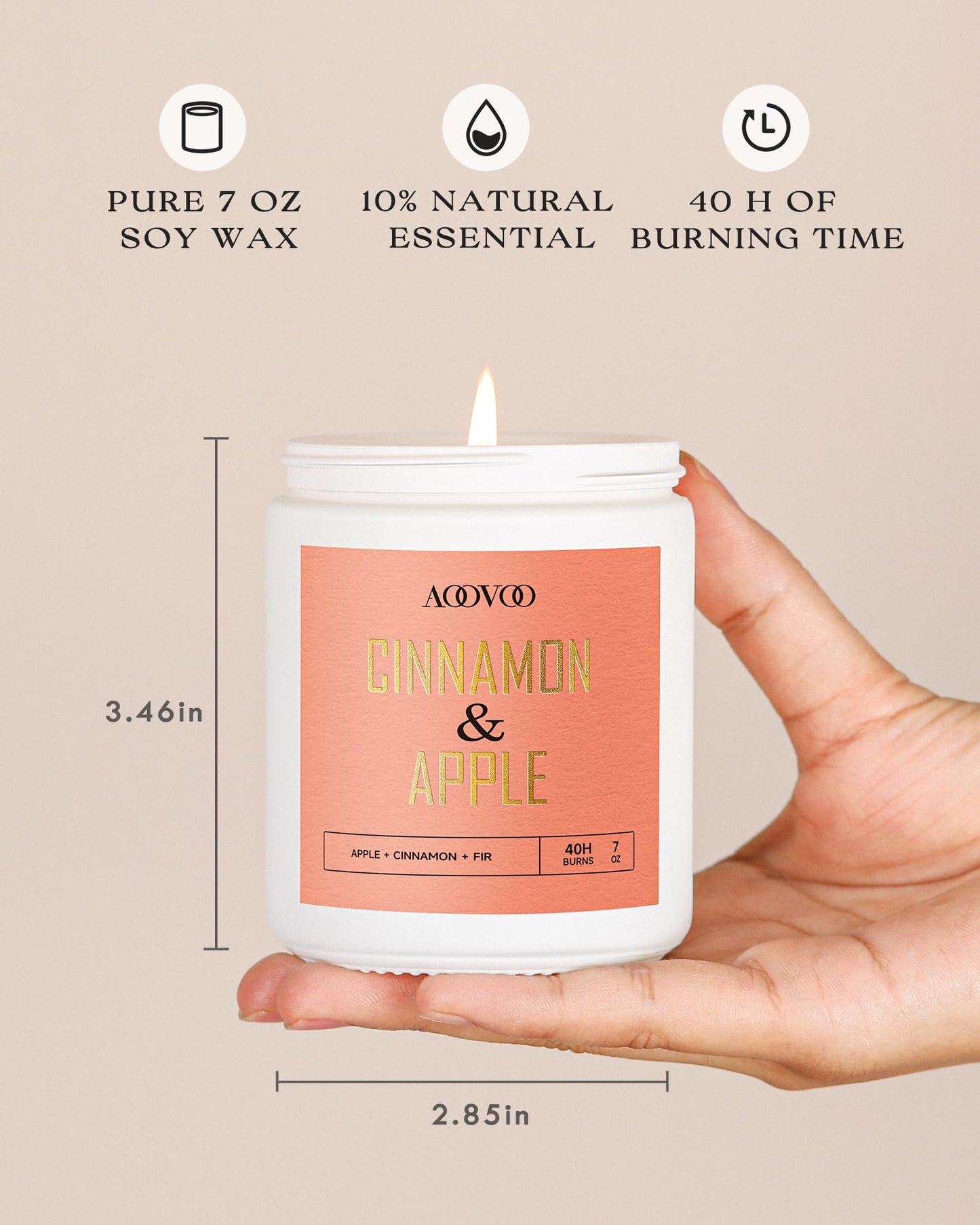 AOOVOO Fall Candles - 6 PC Scented Candle Set, 42 oz Soy Candles for Home Scented, Apple Pie/Cinnamon Roll/Cinnamon Apple/Pumpkin Nutmeg Pie/Pumpkin Spice/Baking Spice