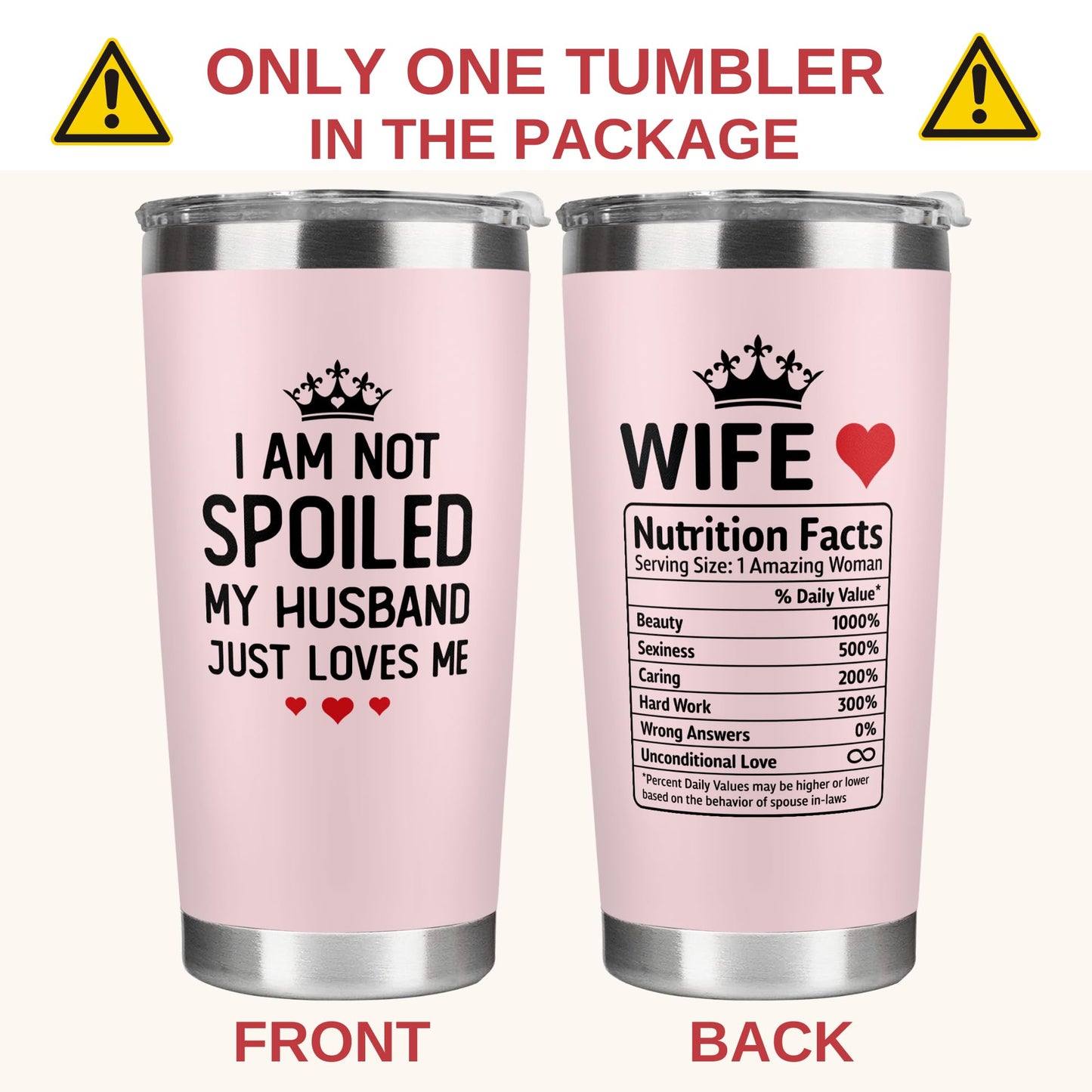 KatAndNat Gifts for Wife from Husband - Wife Gifts - Wedding Anniversary for Women, Birthday, Mothers Day, Christmas Gift for Her - Romantic Gift for Her - 20 Oz Pink Tumbler