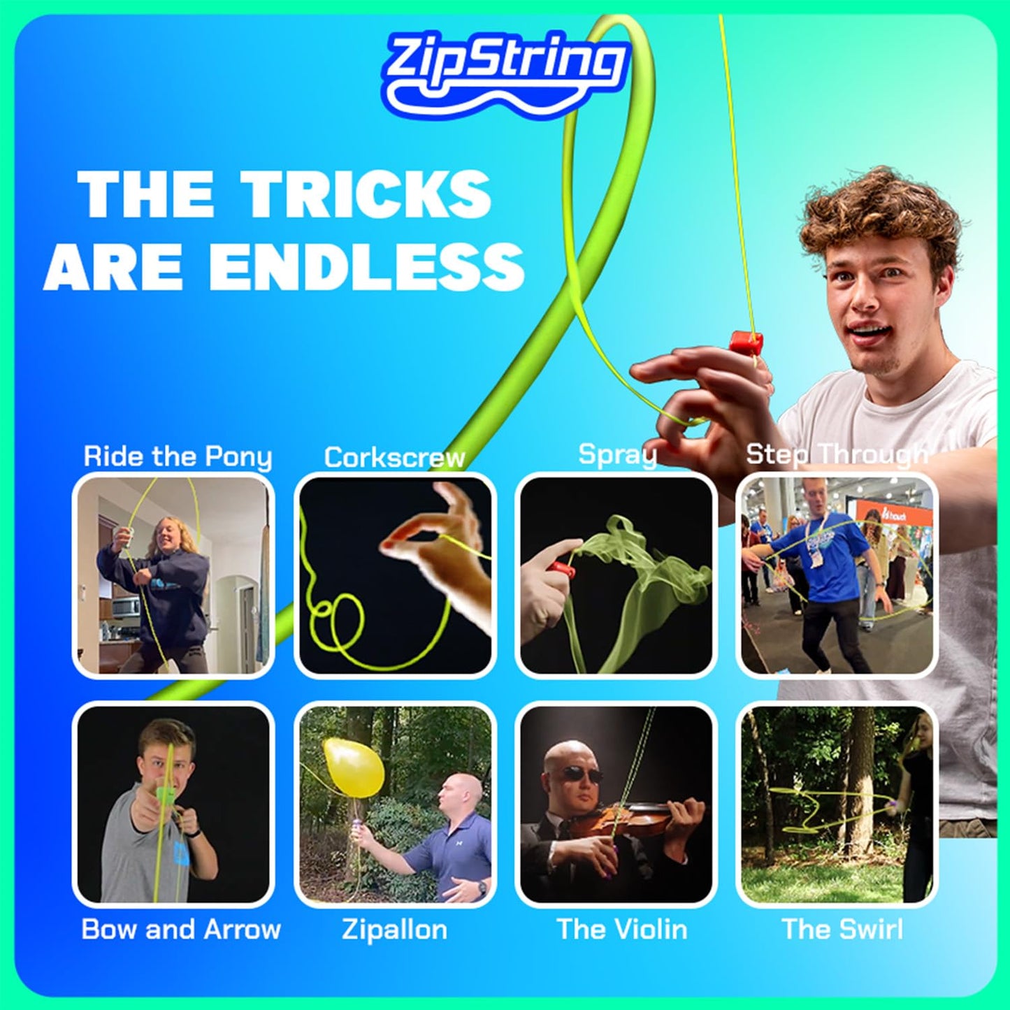 ZipString Original - As Seen on Shark Tank - Classic Rope Launcher Toy, Perfect for Kids & Adults - Fly a String Loop in The Air for Endless Tricks & Fun, Wonderment Awaits, Rock'it Red