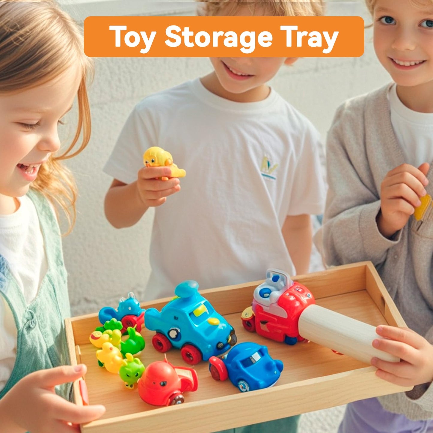 Wooden Serving Trays with Handle - 2 Pieces Unfinished Wood Nested Breakfast Food Serving Trays for Craft Kids Montessori Snacks Home Decor Kitchen Party Dinner