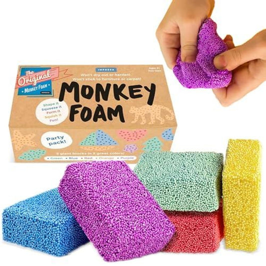 Impresa Monkey Foam from Monkey Noodle 5 Giant Blocks, Squishy Sensory Toys for Kids with Unique Needs Fosters Creativity, Fun Play Foam for Kids, for Classrooms, Home, & Playtime Ages 3+