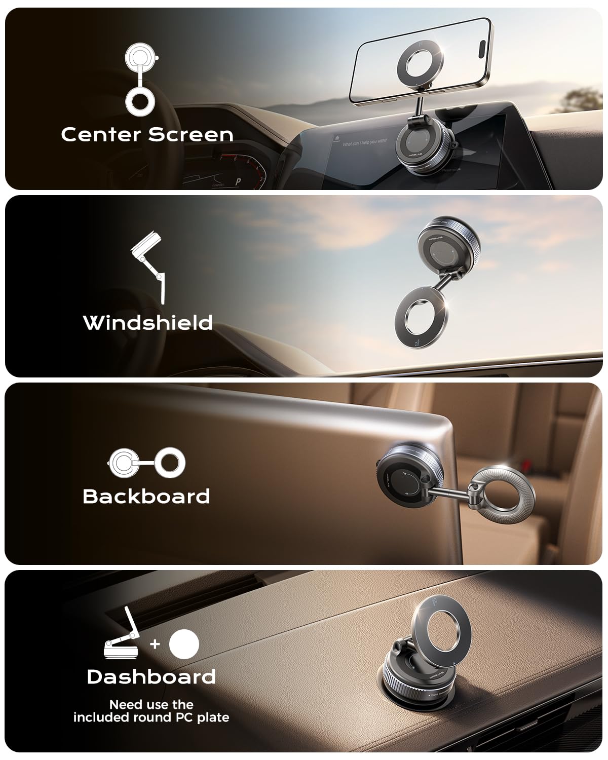 MRGLAS 2026 Upgraded Vacuum Magnetic Phone Holders for Your Car 360° Adjustable Absorption Magnetic Bracket 98LBS Magsafe Suction Cup Phone Mount for iPhone Car Truck Accessories for Men Women