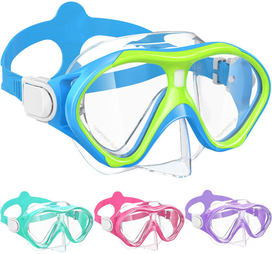 ACQCES Kids Swimming Goggles Snorkel Diving Mask for Boys Girls Ages 5-15, Luminous Anti-Fog Swim Goggles with Nose Cover