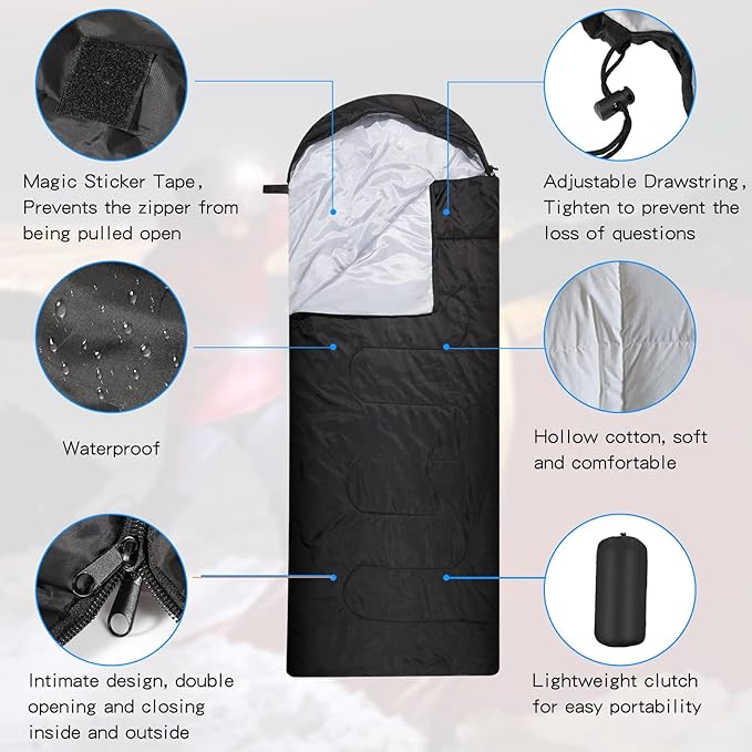 Macarrie 6 Pack Camping Sleeping Bags Bulk for Adults Backpacking Lightweight Waterproof 4 Season with Compression Sack Sleeping Bag for Hiking Travel Outdoor Travel Hunting