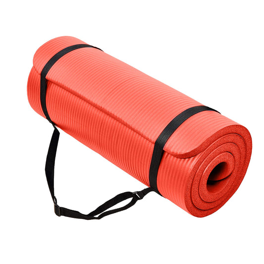 BalanceFrom All-Purpose 1-Inch Extra Thick High Density Anti-Tear Exercise Yoga Mat with Carrying Strap (Red)