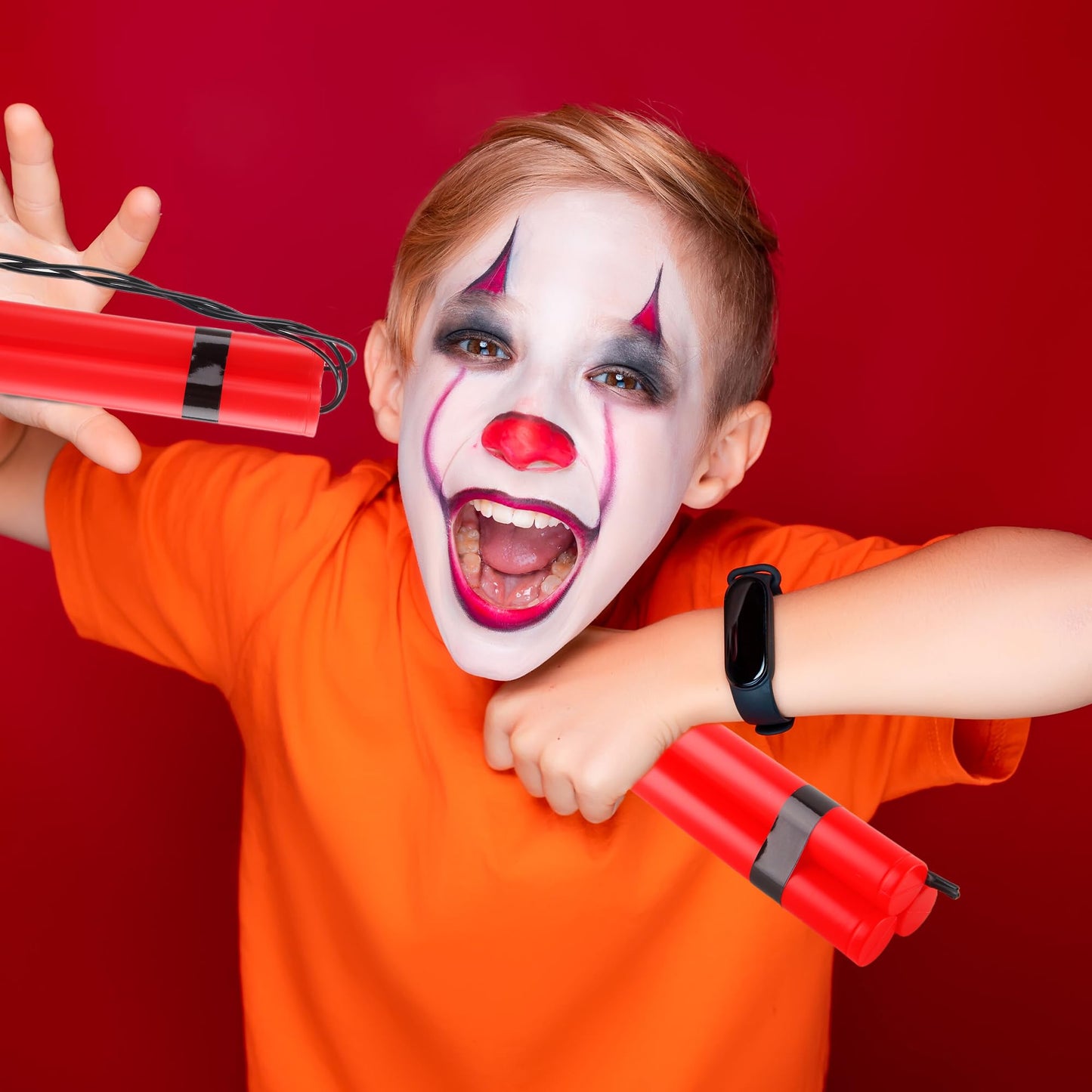 Hoarost 18 Sticks Fake Red Dynamite Prop Plastic Pretend Explosive Bomb Toy Simulation Dynamite Sticks for Prank Gag Film Costume Prop