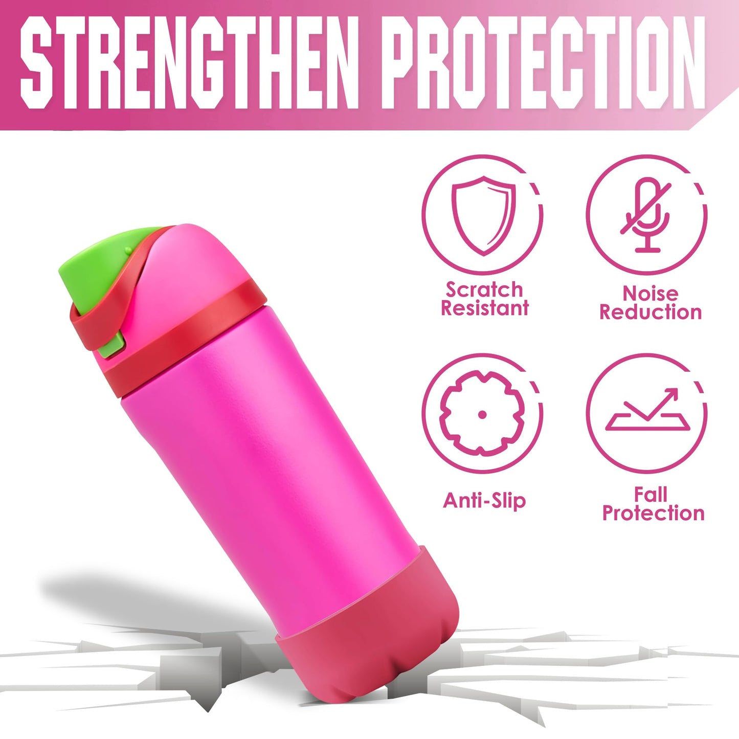 VIKIZUES Silicone Boot Compatible with Owala Water Bottle 24 oz & S'well 25 oz Water Bottle and More 25 oz Stainless Steel Water Bottles, Anti-Slip Bottom Protector Sleeve (Watermelon Red)
