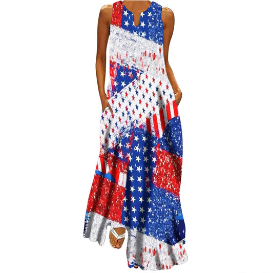 Long Sundresses for Women 2024 Maxi Sundress for Women Trendy 2024 Summer Dress Floral Print V Neck Dresses Sleeveless Boho Dress Beach Outfits Athletic Dress for Women Plus Size