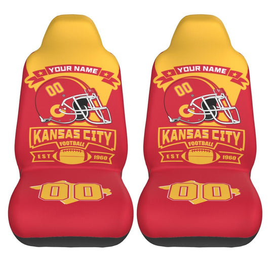 Custom Kansas City Car Seat Covers 1PC & 2PC, Personalized Car Interior Decor Seat Protector Cover Case,Add Name Number,Universal Size Fit Most Car, Truck, SUV, Van,Football Fan Gifts for Men Women