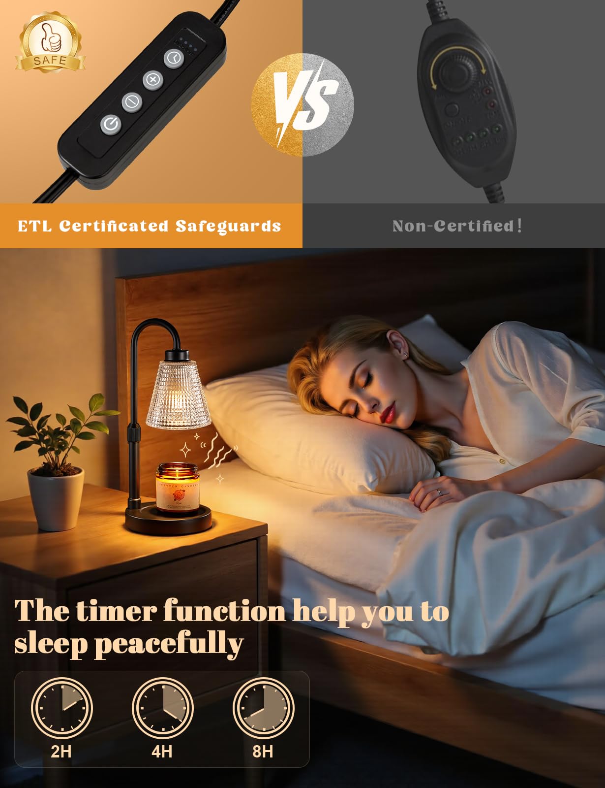 Innqoo Candle Warmer Lamp with Timer, Dimmable Candle Warmer for Jar Candles, Height Adjustable Wax Melts Warmer, Birthday Gifts for Women Mom, House Warming Gifts New Home Decor