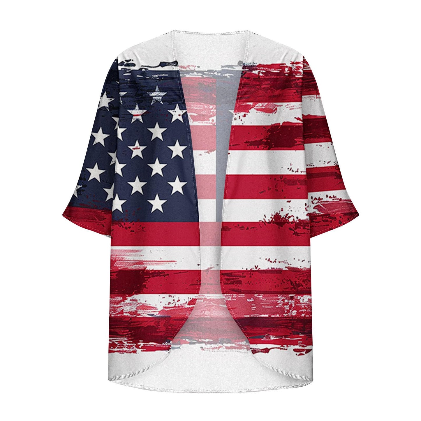 My Orders Deals Of The Day Clearance Women American Flag Lightweight Chiffon Cardigan Short Sleeve Flowy 4th of July Cover Up Casual Open Front Blouse Top Multicolor,XL