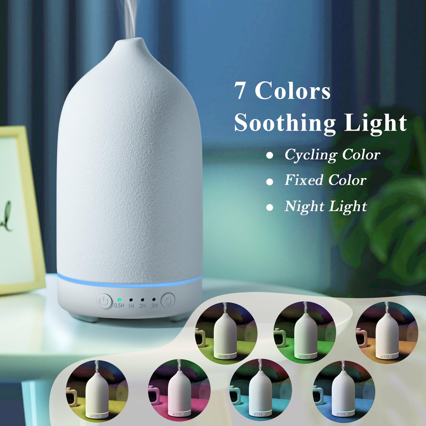Diffuserlove Ceramic Essential Oil Diffuser 160ML for Room, Home, Bedroom - Aromatherapy Stone Diffuser White (Size: 6.8" H x 3.6" W)
