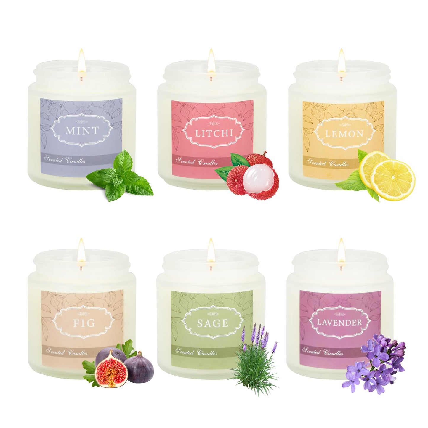 6 Pack Candles for Home Scented,Jar Candles,Lavender Candle,Aromatherapy Candle Gifts Set for Women,Long Lasting Scented Candles Gift for Birthday Mother's Thanksgiving Day Present