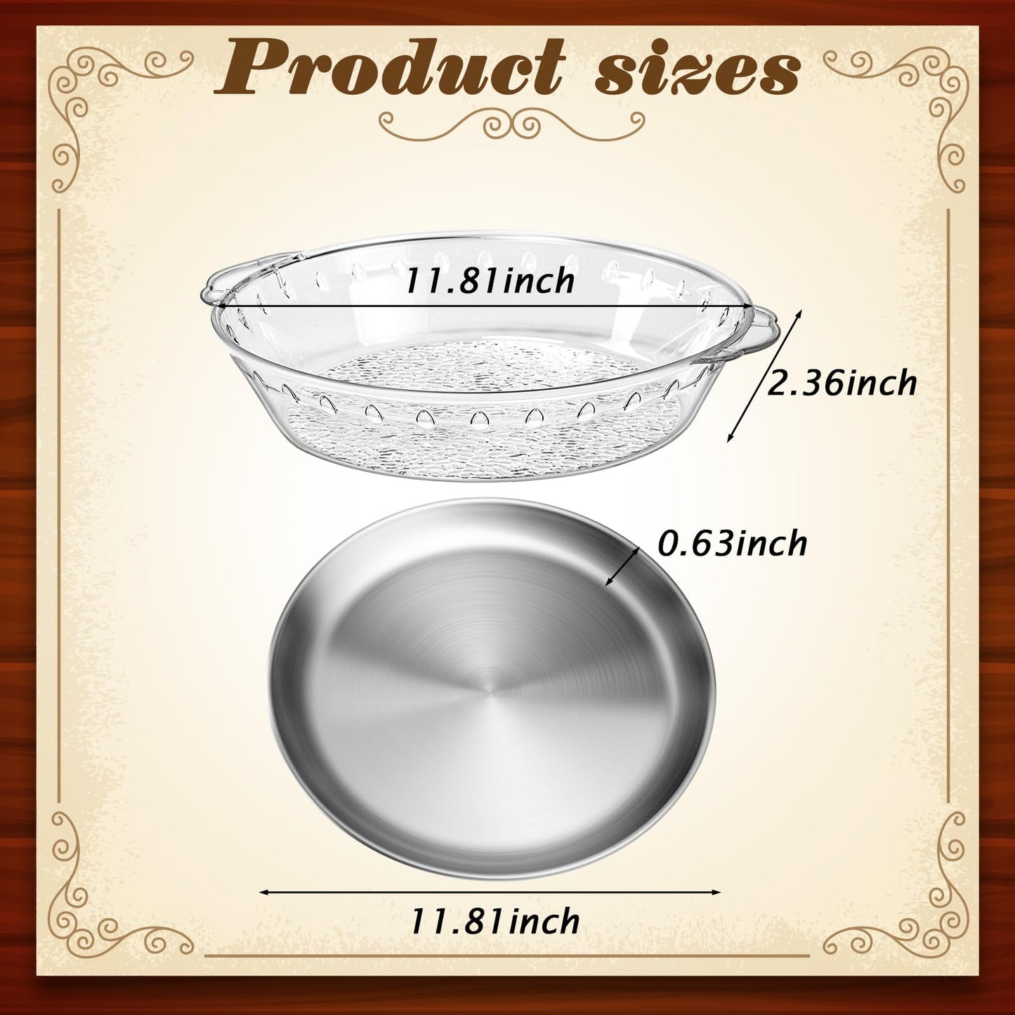 Baderke 3 Set 11.8" Chilled Serving Tray for Parties with Compartments Ice Chilled Party Platter Charcuterie Serving Board Cold Dish Dip for Fruit Seafood Vegetable Shrimp Cocktail (Natural)