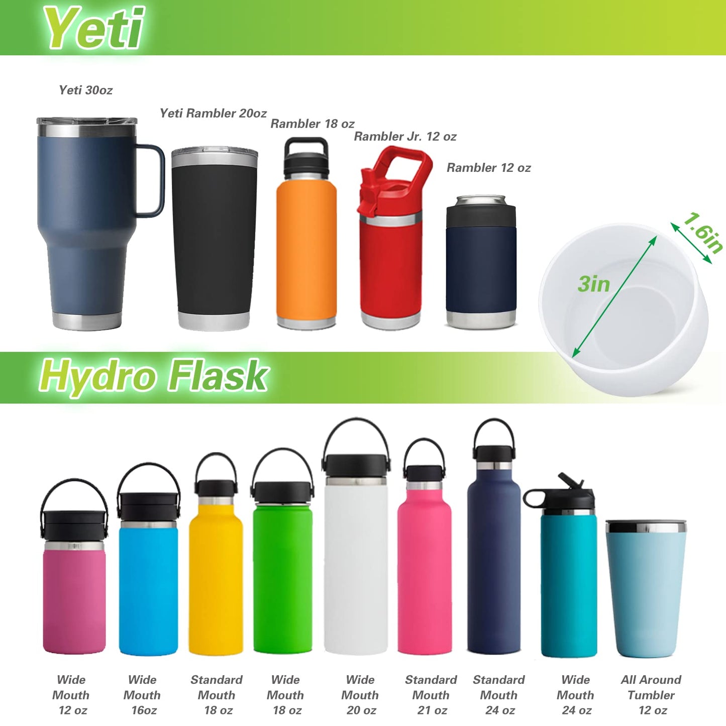 AIERSA Neon Green Silicone Cup Boot Sleeve for Stanley Quencher 40oz 30oz Tumbler with Handle, for IceFlow 20oz 30oz, 2pcs Protective Bottom Cover for Stanley Tumbler Accessories, Glow in the Dark