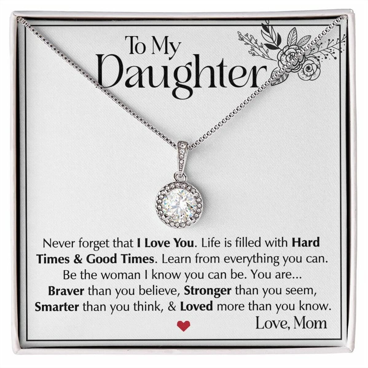 VIRAGIL Daughter's Eternal Hope 14k White Gold Necklace Gift on Christmas Luxury Box