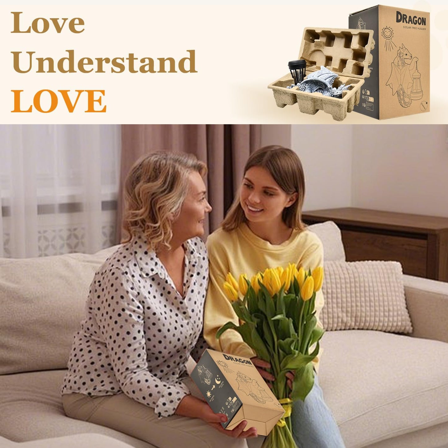 Dragon Tree Hugger Solar Garden Decor - 9.3 Inch Garden Statues Lawn Ornaments for Outside Balcony Yard Whimsical Art Outdoor,Medieval Fantasy Halloween Decor