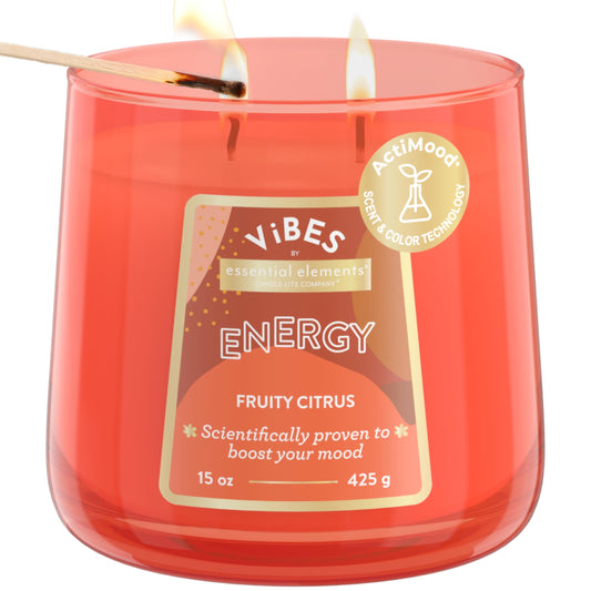 Candle-Lite Vibes Fruity Citrus Mood-Enhancing Scented Candles, 15 oz Jar, Aromatherapy, Proudly Poured in The USA, 2-Wick, 86 Hours Burn Time, Perfect Relaxation Gift