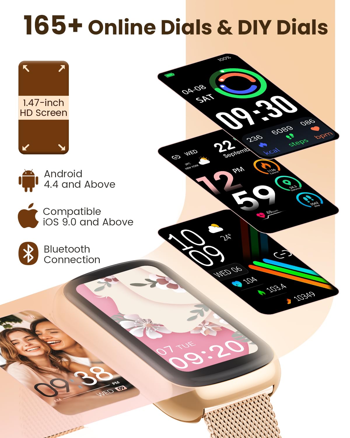 DEKELIFE Fitness Watches for Women, Fitness Tracker with Heart Rate/SpO2 Monitor, Smart Watches for Women with Sleep/Step Tracker, 20+ Sport Modes Activity Tracker, Android Smart Watch for Phones