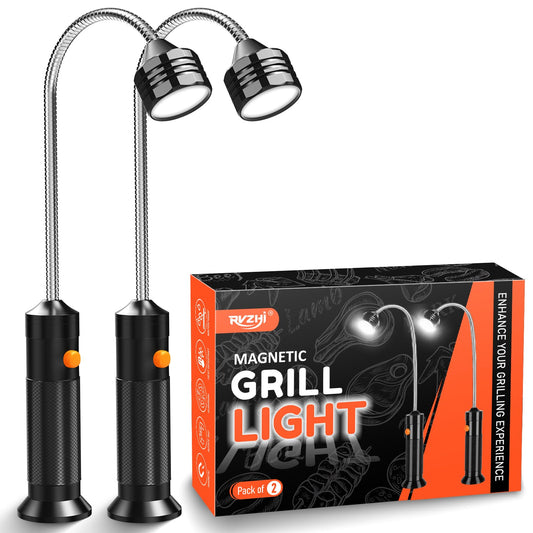 Grill Light BBQ Grilling Accessories: 2025 Unique Mens Gifts for Christmas Birthday - Cool Gifts for Dad Husband Grandpa - Outdoor Bright Magnetic LED Light Smoker Accessories Tools 2 Pack