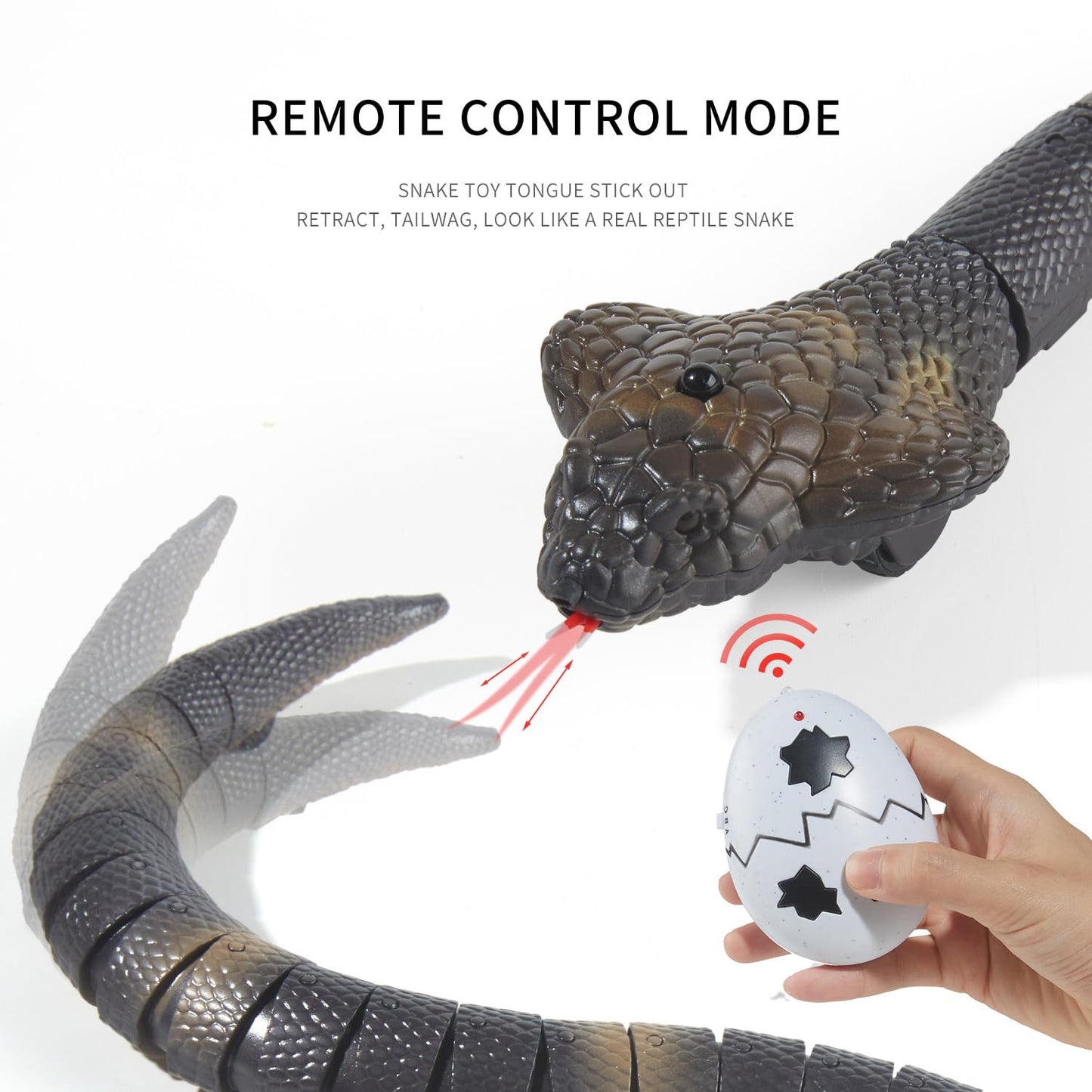 AMCHSURI Remote Control Snakes Realistic Rc Snake Prank Cobra Rechargeable Smart Sensing Cat Toy with Infrared Controller Snake Toys, Remote & Auto-Sensing Modes, Hilarious Prank Gifts for Boys Age 6+