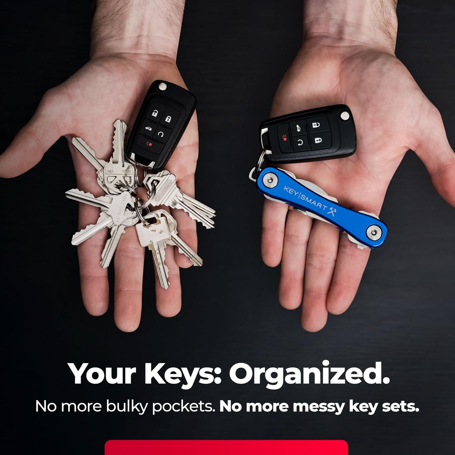 KeySmart Rugged - Multitool Key Holder for Keychain w/Bottle Opener and Pocket Clip, Key Organizer for Key Chain, EDC Keychains, Key Ring for Car Fobs Key Chains, Expandable (Up to 14 Keys, Blue)