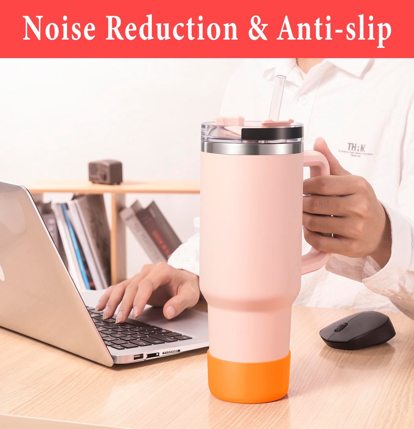 KTKUDY 2Pcs Silicone Boot for Stanley Quencher Tumbler H2.0 30 oz 40 oz & IceFlow 20 oz 30 oz & Intended for Hydro Flask Water Bottle 12-24 oz - Cup Bottom Accessories Fits Stanley Cup, Orange