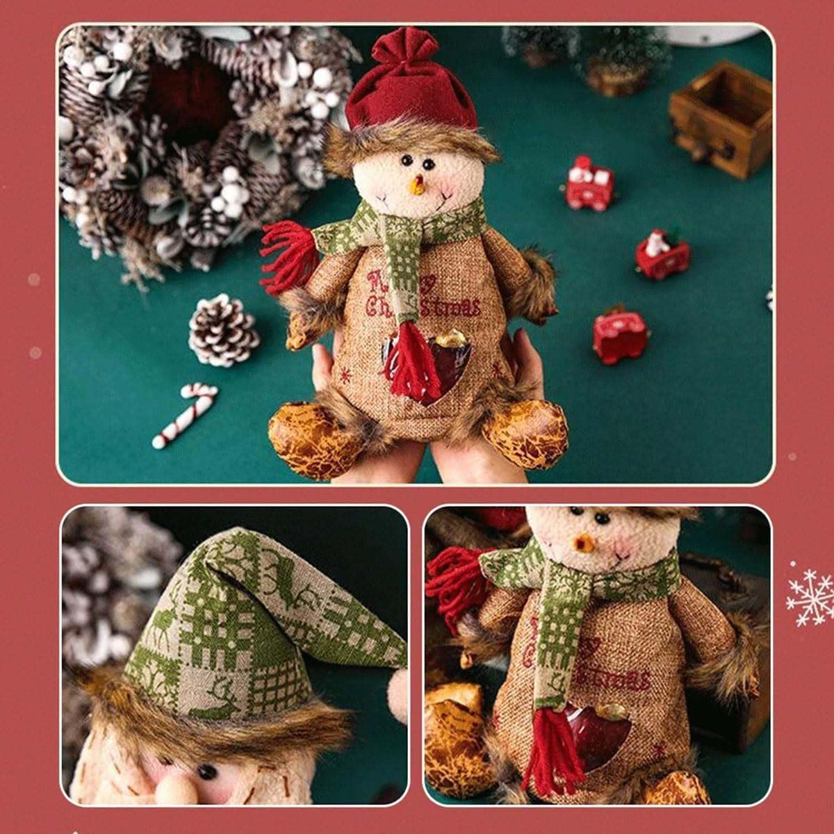 EZGHAR Christmas Gift Doll Bags, Christmas Gift Bags Zipper Design, Fabric Small Gift Bags with Drawstring for Your Gift-Giving Needs (7PCS)