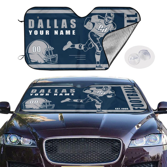 Personalized Dallas Windshield Sun Shade for Car SUV Truck UV Rays Sun Visor Protector Keep Your Vehicle Cool Add Name Number Gifts for Football Fan