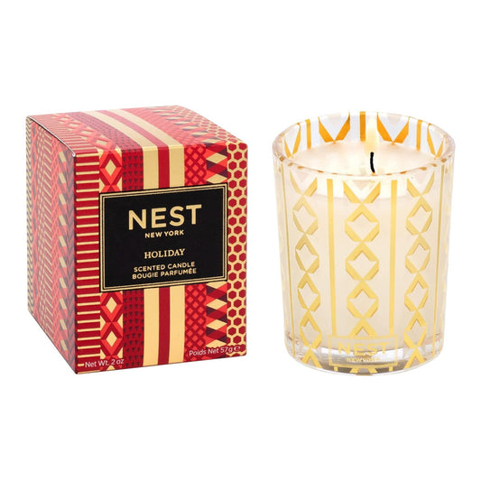 NEST New York Scented Votive Candle, Holiday - 2 oz - Up to 28-Hour Burn Time - Reusable Glass Vessel