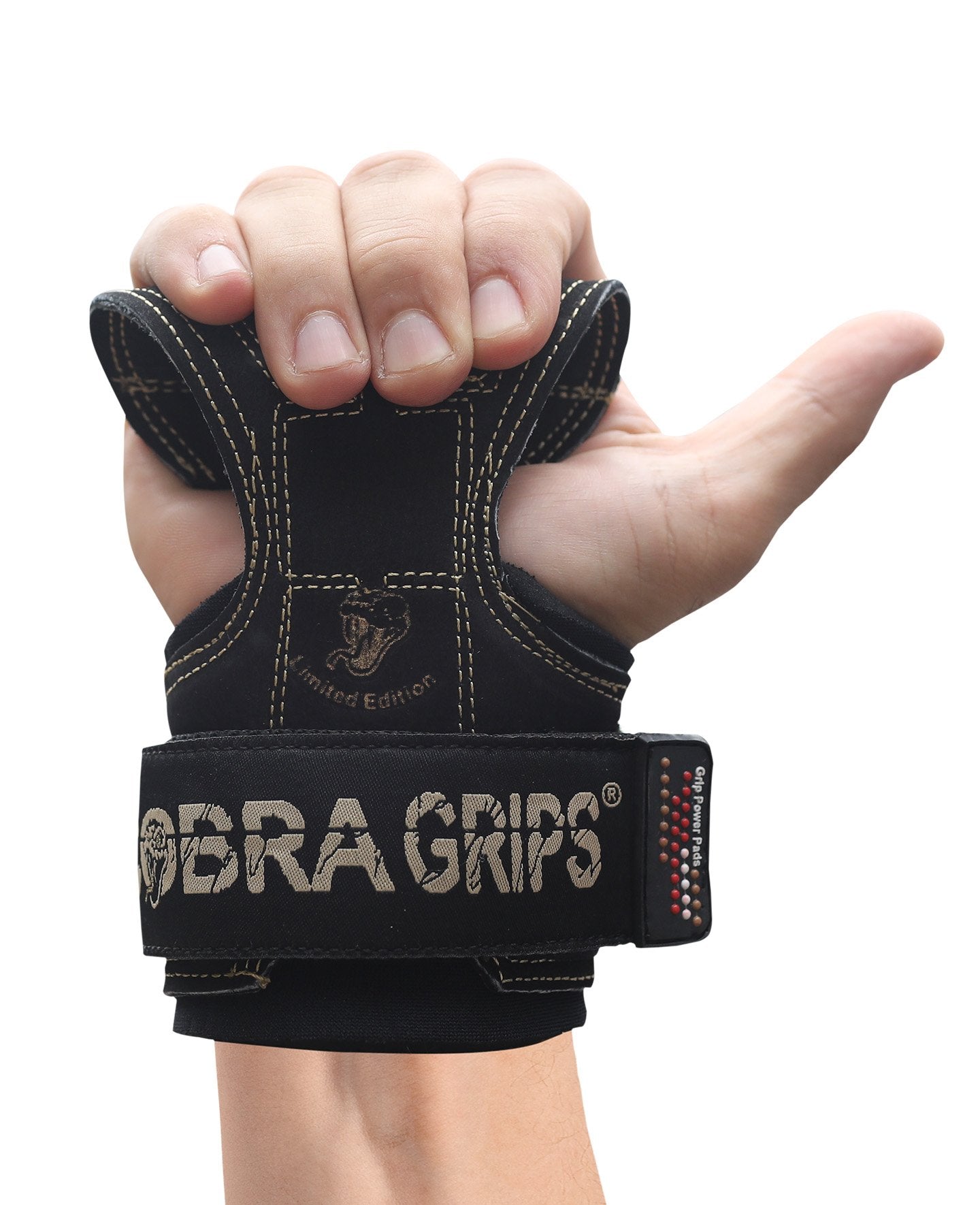 Cobra Grips PRO Weight Lifting Gloves Heavy Duty Straps Alternative to Power Lifting Hooks for Deadlifts with Built in Adjustable Neoprene Padded Wrist Wrap Support Bodybuilding (PRO Black Leather)