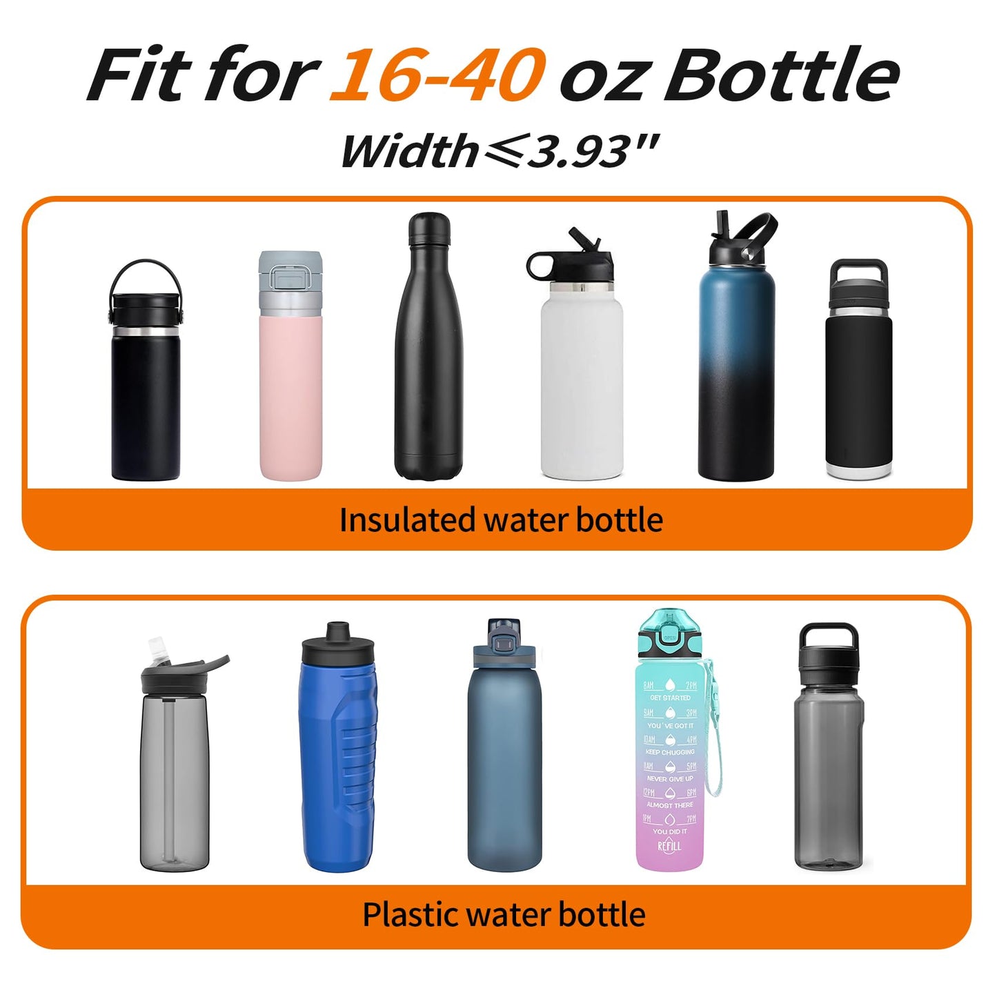 AceTreker 32 oz 40 oz Water Bottle Carrier with Strap, Sport Water Bottle Sleeve with Pocket & Paracord Handle, Insulated Flask Water Bottle Sling Bag for Walking, Hiking-Pink