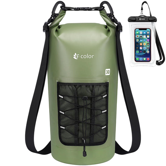 F-color Waterproof Dry Bag Backpack - 5L/10L/20L/30L/40L Lightweight Roll Top Waterproof Pouch Dry Bag with Waterproof Phone Case for Kayaking, Beach, Boating, Paddleboarding, Camping, Fishing