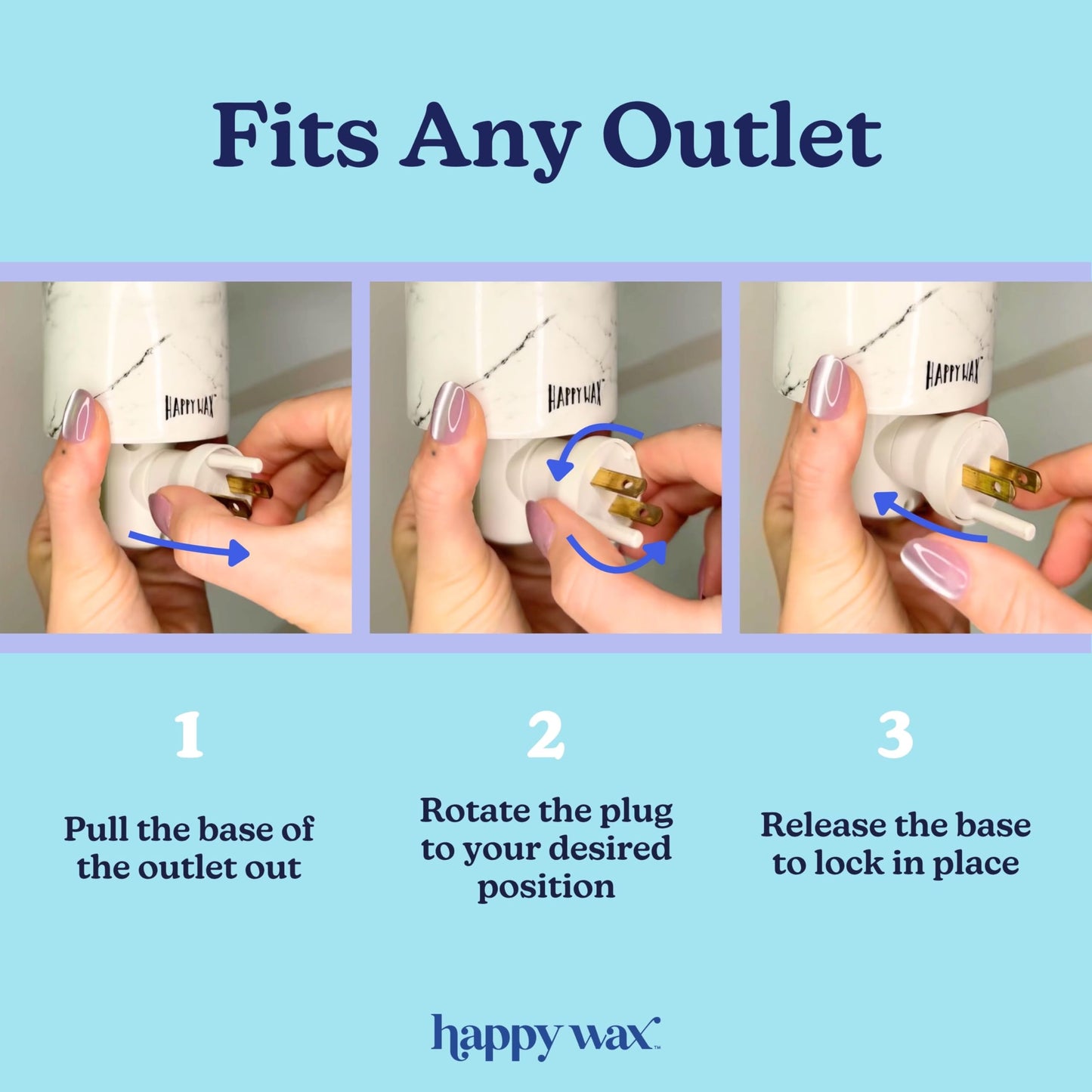 Happy Wax Black Outlet Timer Warmer for Scented Wax - Compact Ceramic Wall Plug in Wax Melt Warmer with Timer - Wax Melter for Home Fragrance with Removable Silicone Dish