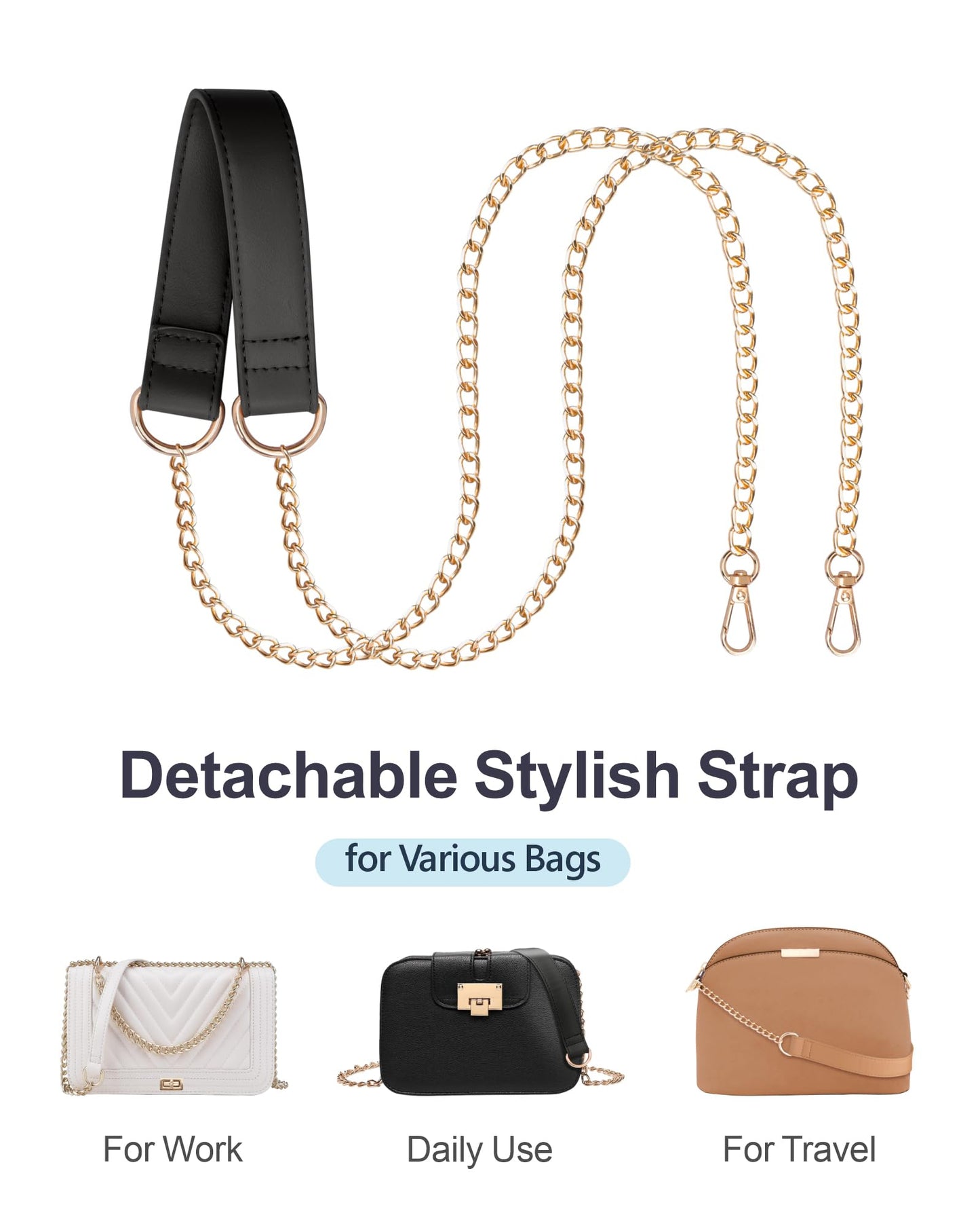 PACKISM Stylish Clear Crossbody Bag - Clear Purse Stadium Approved for Women, Fashionable PU Leather Design with Adjustable Chain Straps, Perfect for Sports & Concerts, Black