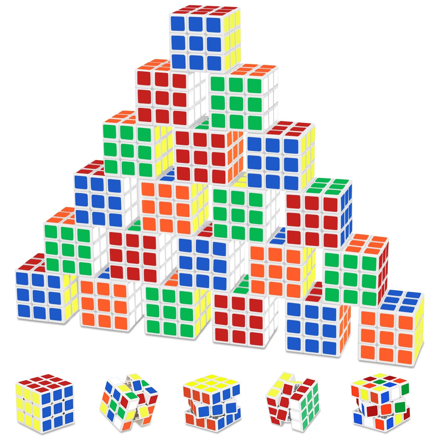 Mini Cube Puzzle Party Favors for Kids: 28 Pack 1.18in 3x3 Magic Cube School Rewards & Classroom Prize for Students - Birthday Valentines Easter Stress Relief Toys Goody Bag Filler Gifts