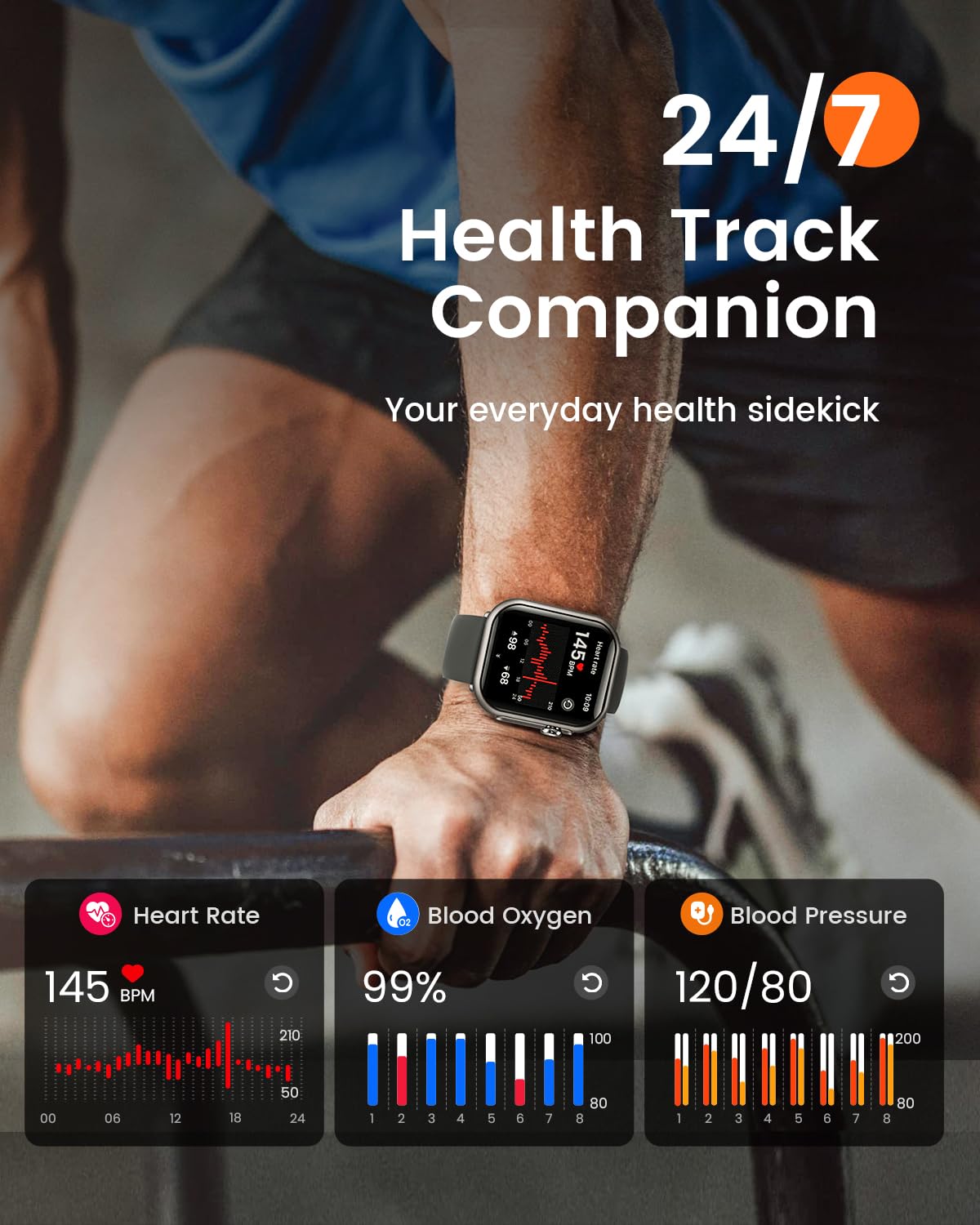 Smart Watch for Men for iPhone Android : 1.85" Smart Watch with 30 Days+1000 mAh Battery Life Make/Recive Call Heart Rate SpO2 Sleep Monitor 120+ Sport 5ATM Fitness Tracker Watch Pedometer Reloj Black