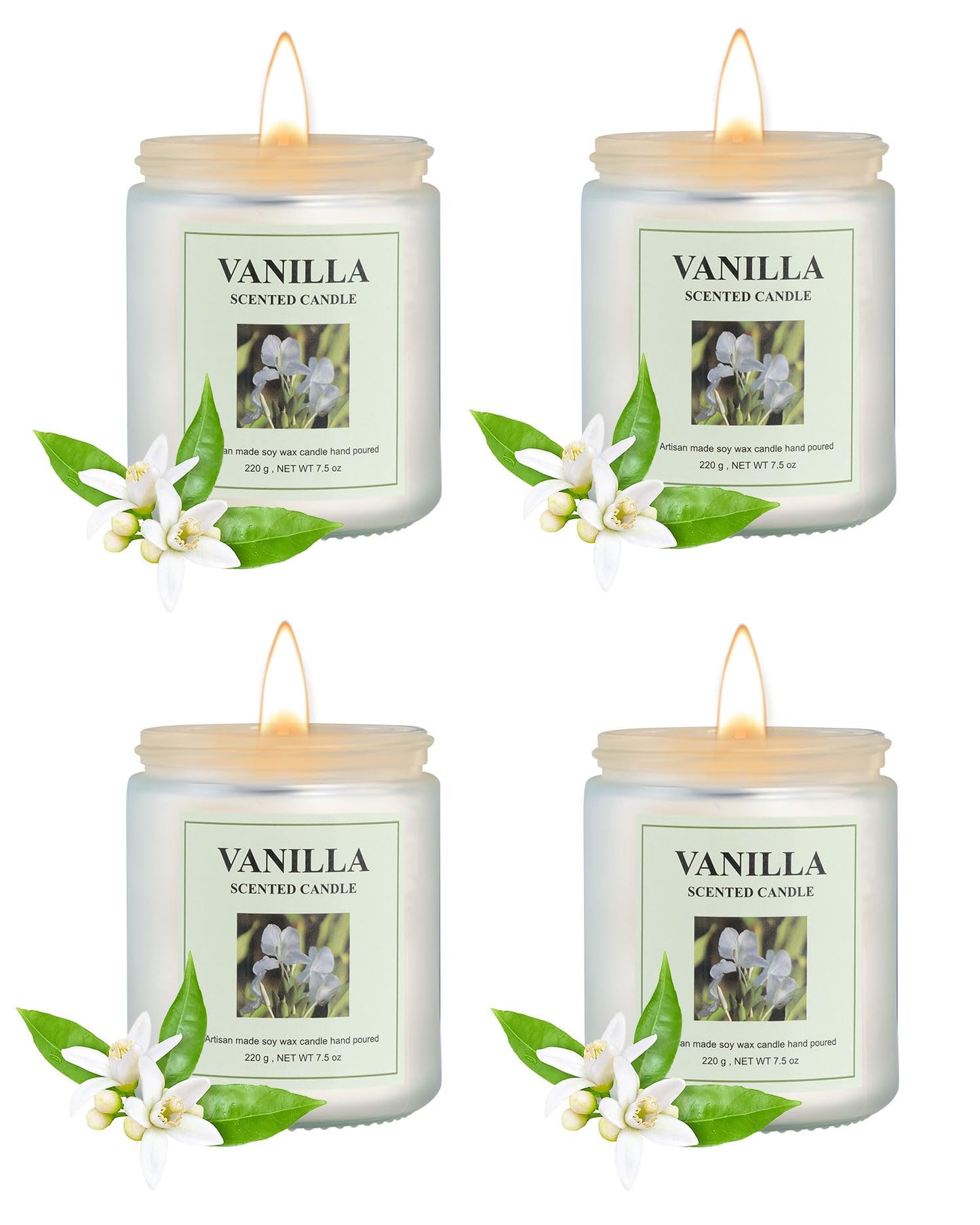 GITRANG 4 Pack Vanilla Candle Set, 30 oz 200 Hour Home Aromatherapy Jar Candles, Long Lasting Aromatherapy Candles for Bedrooms Yoga Rooms Lounges Gardens Patios Balconies and Camping
