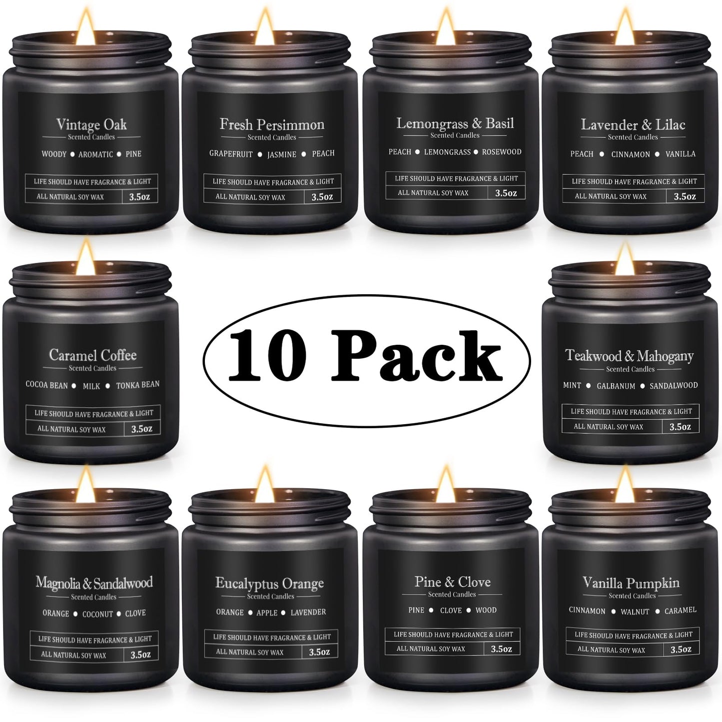 10 Pack Scented Candles for Men, Men Candle Gifts Set, Candles for Home Scented, Aromatherapy Masculine Candle Gifts Set for Man, Boyfriend, Father's Day, Birthday, 28 Oz Soy Wax, Cotton Wick