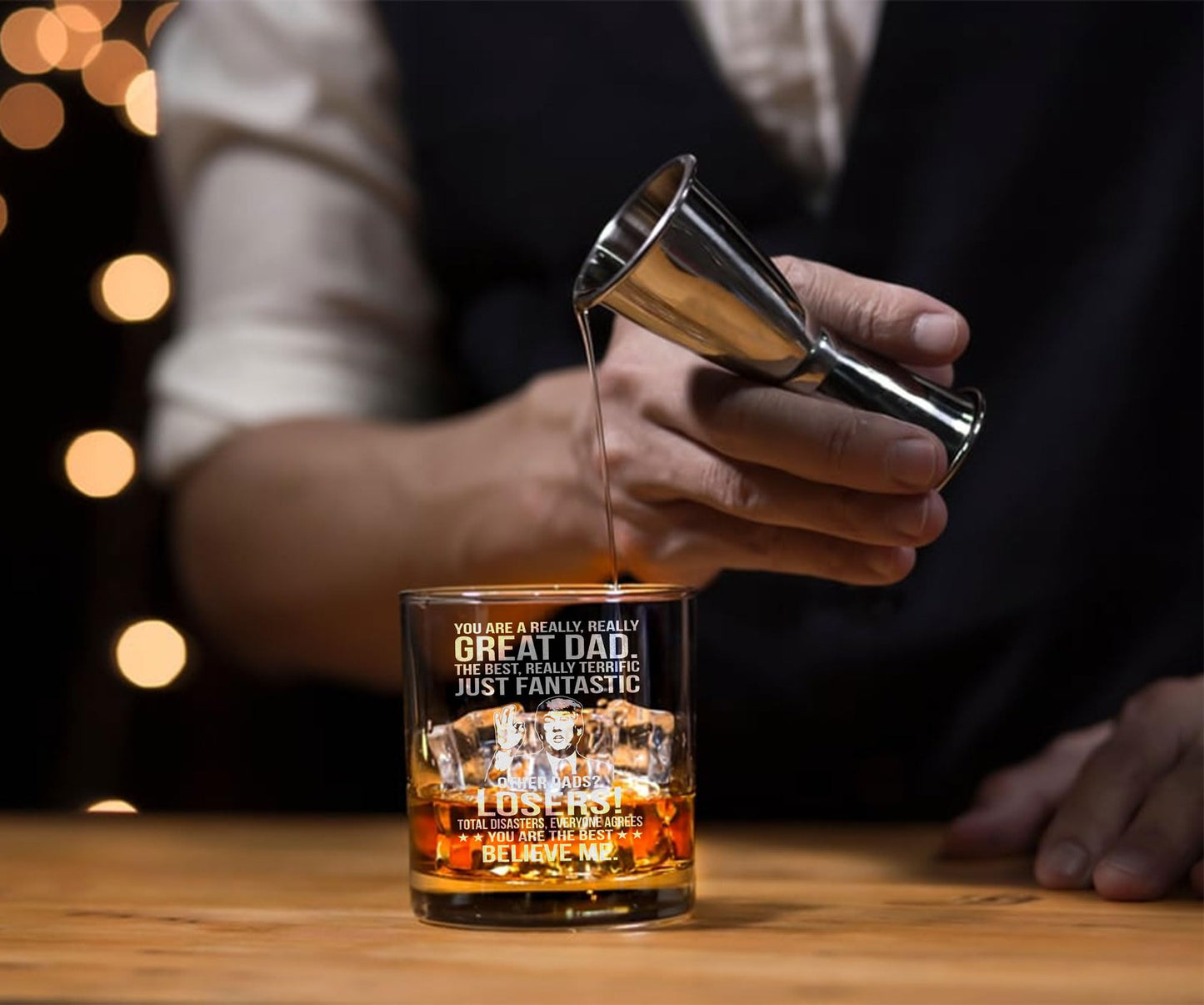 BETHEGIFT Gifts for Dad from Daughter, Son - Dad Glass Gifts for Christmas,Birthday - Cool Present for Father - 10oz Whiskey Rock Glass