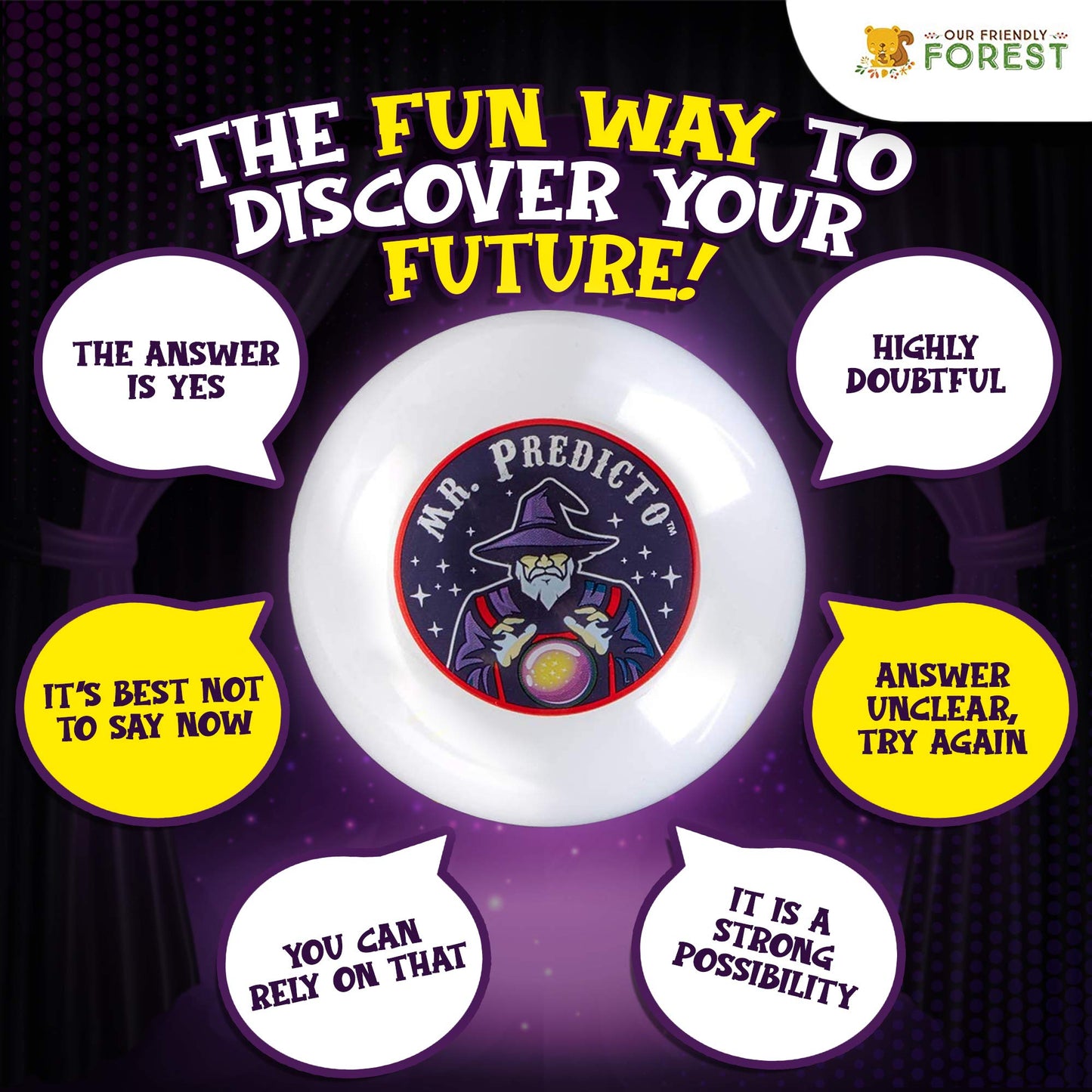 Kamhi World Mr Predicto Fortune Telling Ball - Ask Questions & Get Answers, Interactive Color Changing Crystal Ball, Novelty Toy with Lights, Fun Teen Gift