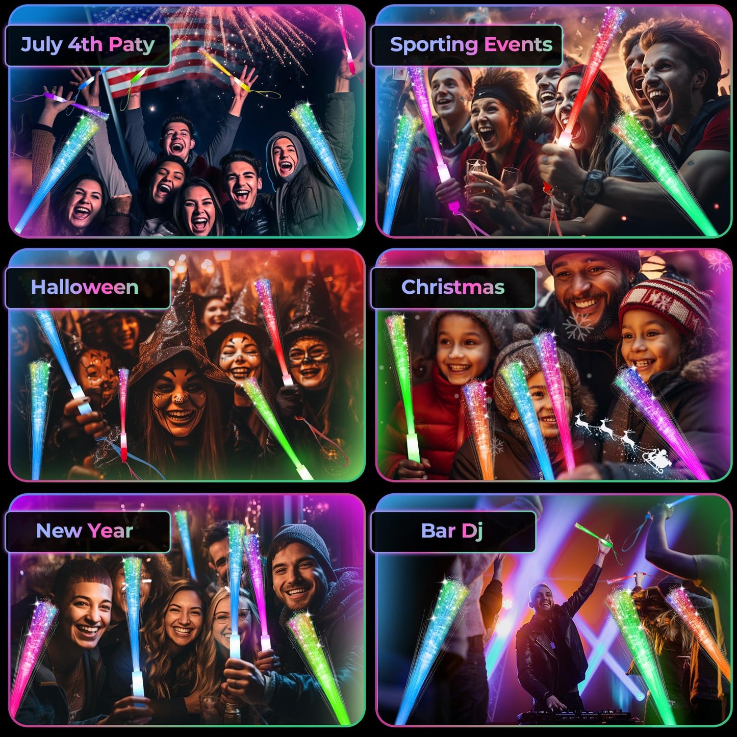 SHQDD 28 PCS Glow Fiber Wands Sticks, Halloween Glow Sticks, LED Light Wands, Glow in The Dark Party Supplies, Fiber Optic Wands, LED Flashing Sticks, Fiber Optic Light Wand Stick for Party