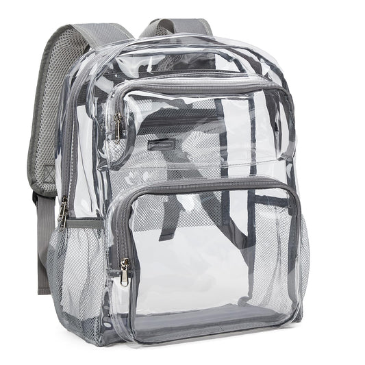 Vorspack Clear Backpack Heavy Duty - Large Clear Bookbag Transparent Backpacks See Through Backpack for College Work Travel Festival - Grey