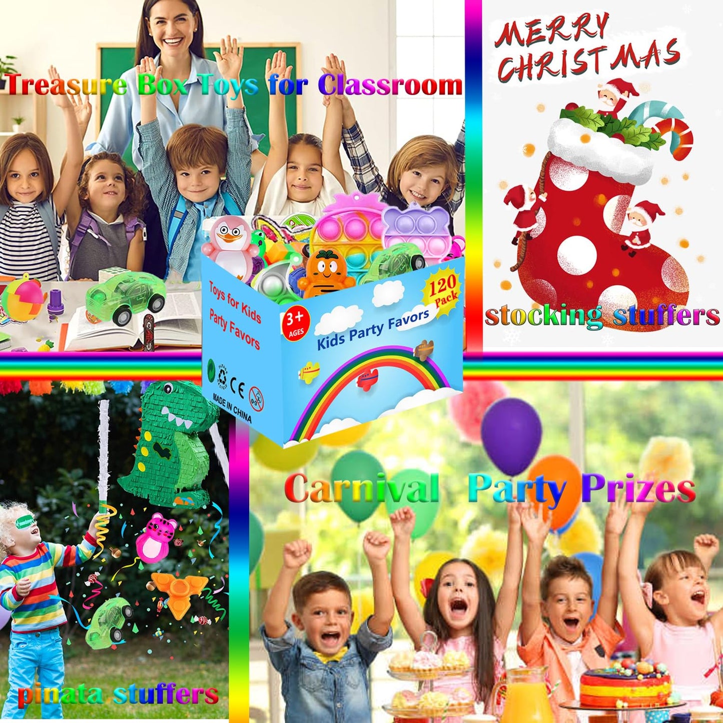 Dilycery 120 Pcs Party Favors Toy for Kids, Treasure Box Carnival Prizes for Classroom School Rewards, Christmas Stocking Stuffers, Goodie Bag Pinata Fillers Bulk Toys for Boys Girls