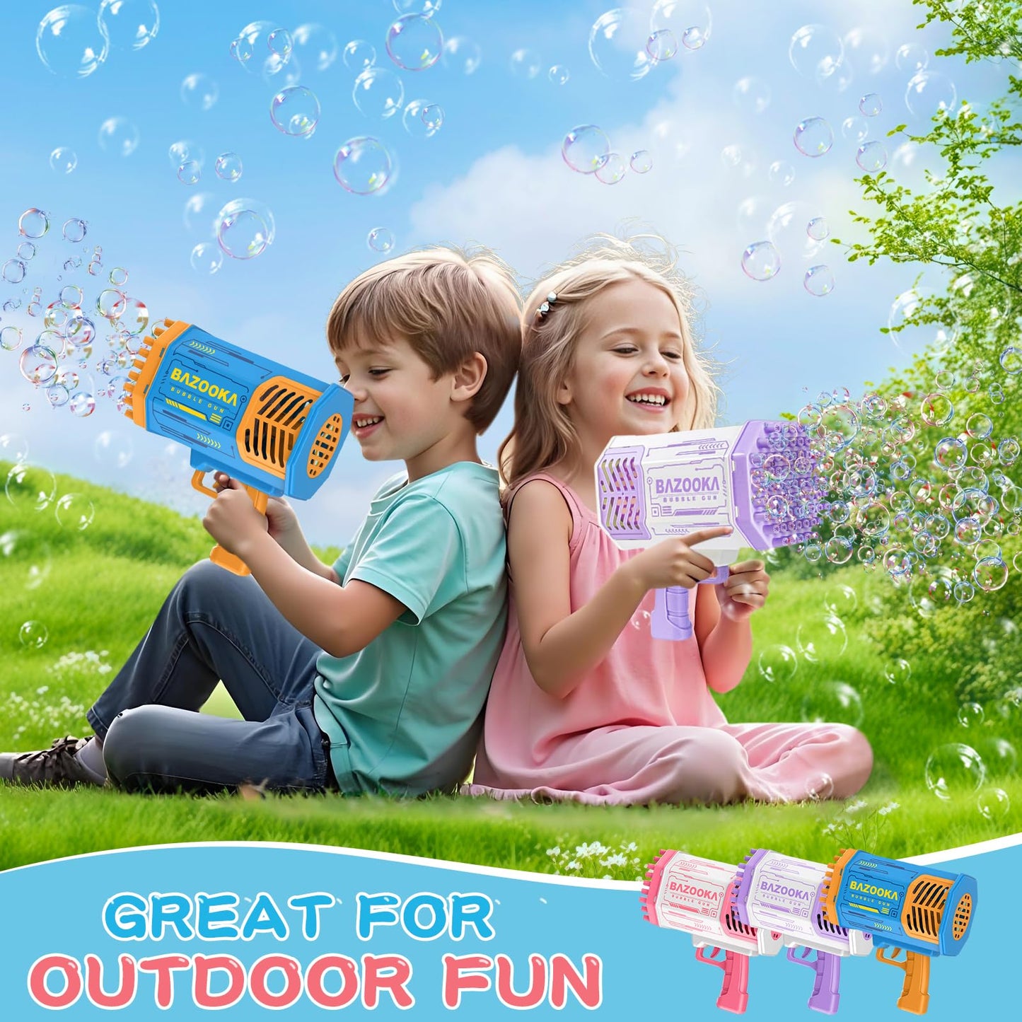 Bubble Machine Gun Kids Toys, Bubble Gun with Colorful Lights and Thousands Bubbles, Outdoor Toy Birthday Party Favors for Boys Girls Age 3 4 5 6 7 8 9 10 11 12 Years Old