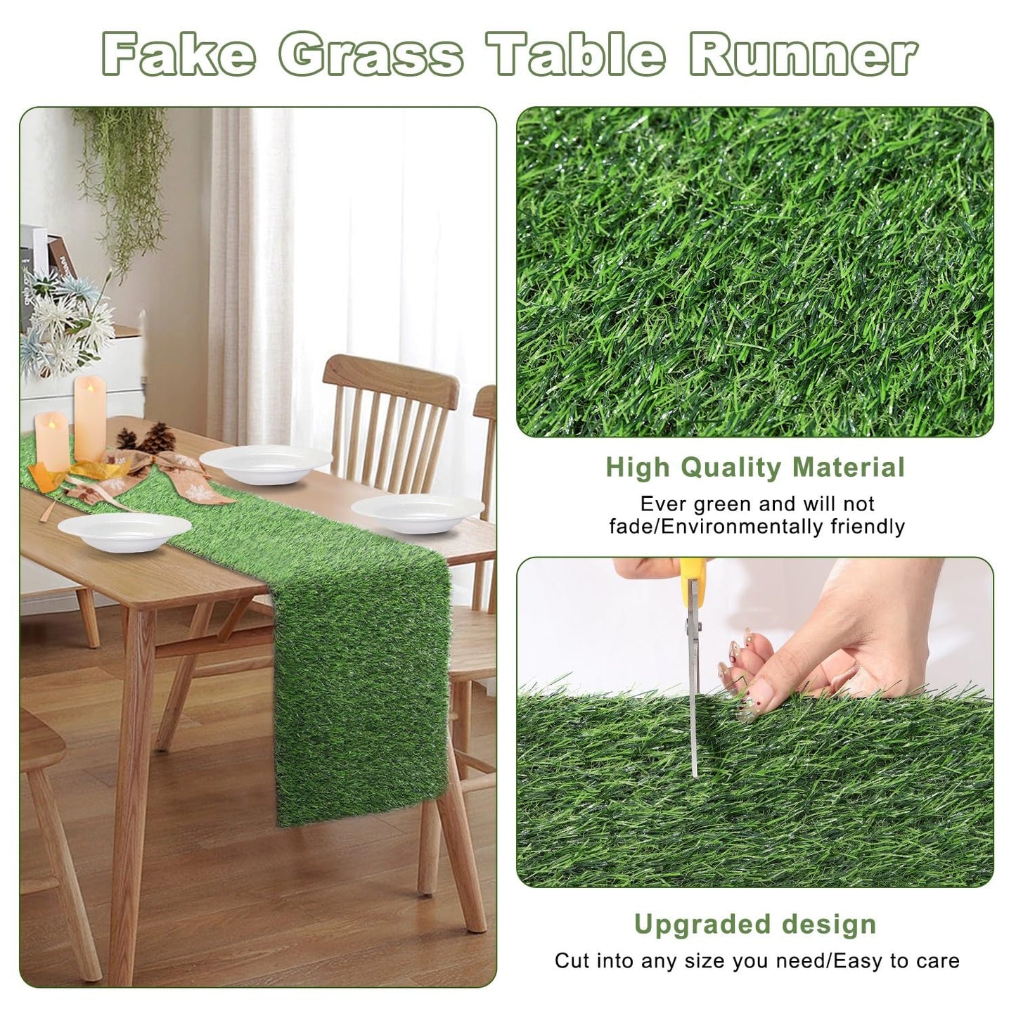 Artificial Grass Table Runners-13 x 72 Inches Faux Grass Table Runner for Golf Themed Party,Synthetic Turf Table Runner for Wedding Party, Birthday, Banquet, Baby Shower, Home Decor