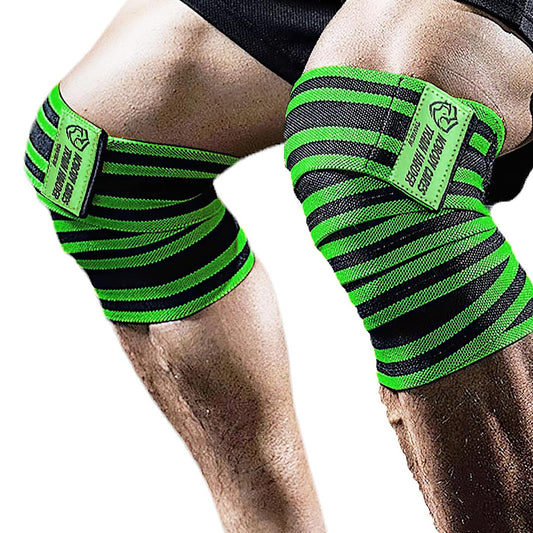 TAVIEW Elbow Wraps for Weightlifting (1 Pair), 47" Elastic Elbow Support & Compression Powerlifting, Fitness, Cross Training & Gym Workout, Elbow Straps Weight Lifting (72" knee wraps (Green&Black))