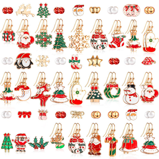 54 Pairs Christmas Earrings for Women Xmas Drop Earrings Set Holiday Jewelry Earrings Christmas Tree Snowflake Santa Claus Earrings Merry Christmas Earrings Gift for Xmas Party Decorations